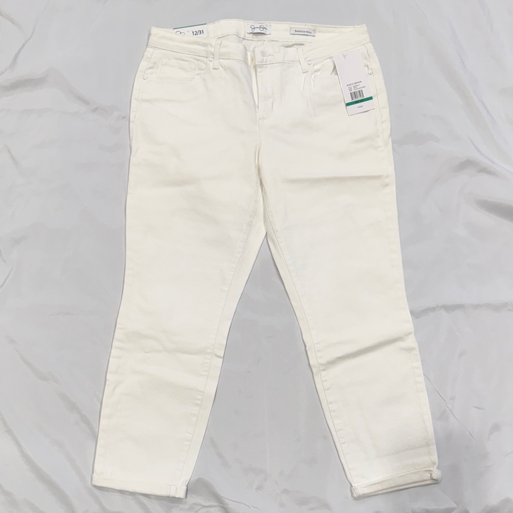 NWT Jessica Simpson Soft Sculpt Rolled Crop Skinny White Jeans—12/31